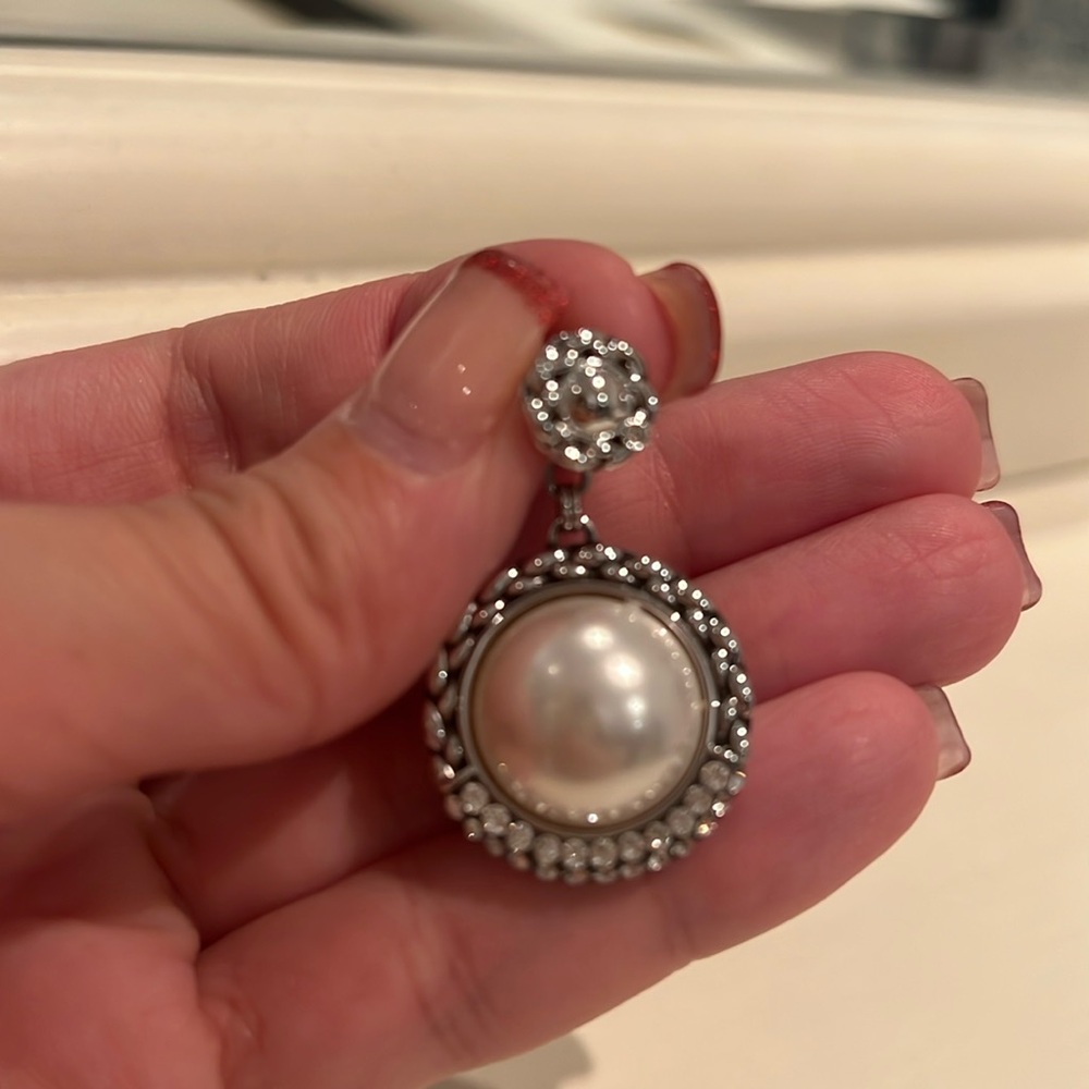 Swarovski Crystal & Pearl Drop Pendant Rhodium Plated